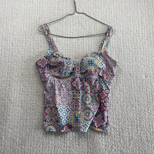 Y2K Captiva by Christina Floral Tankini Top Size Large Boho mandala Floral Indie